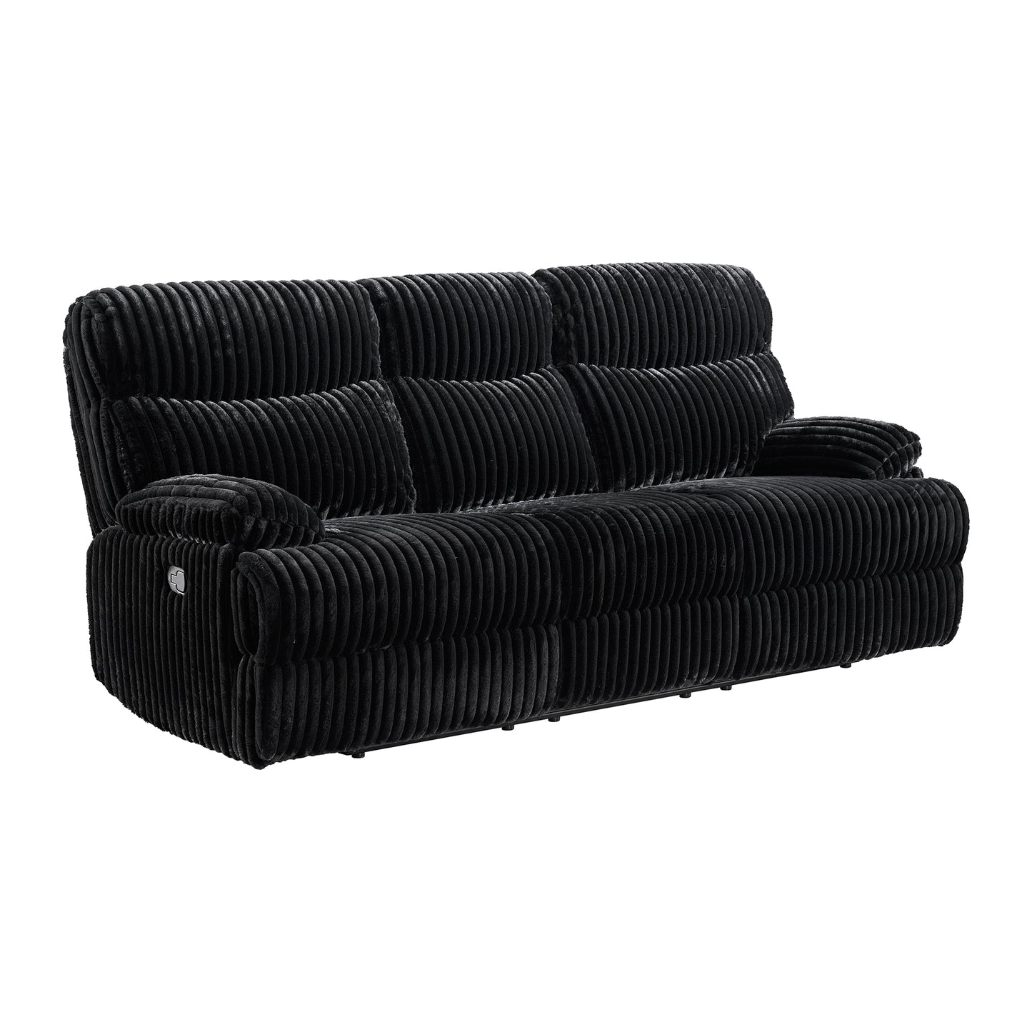 Admiral 3PC Living Room Set in Masis Black-Sofa, Loveseat & Recliner