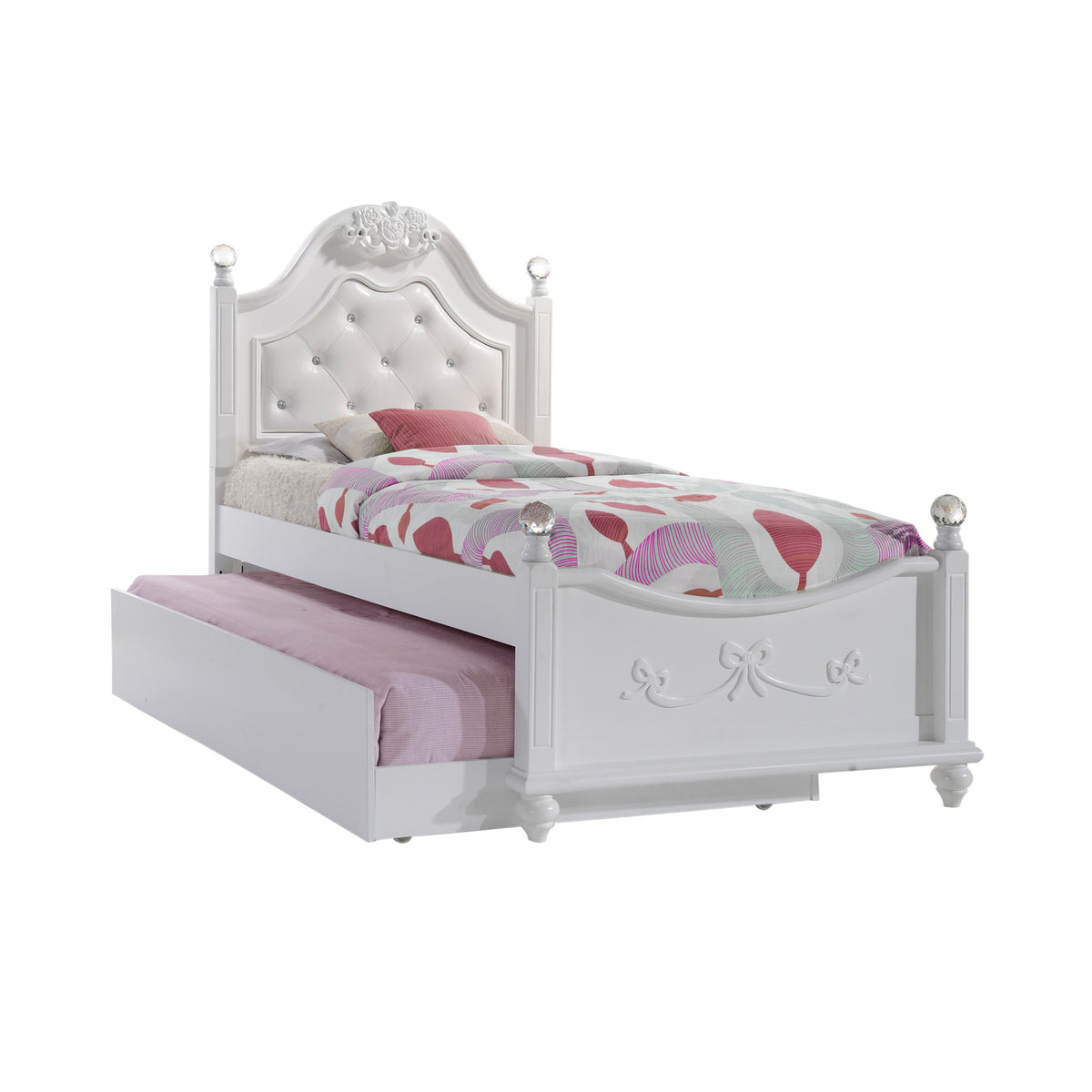 Alana Twin Plataform Bed With Storage Trundle 5Pc Set