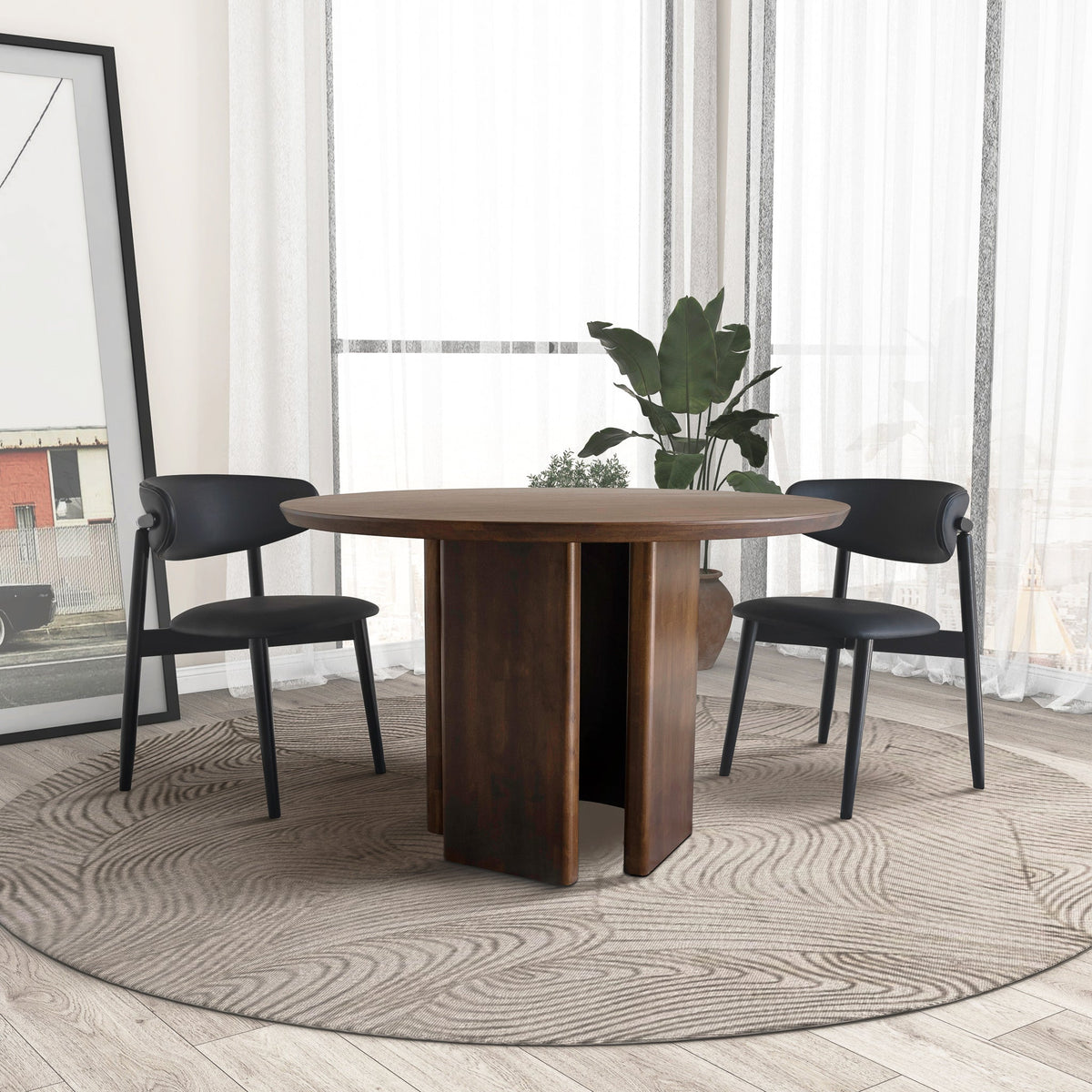 Mesa de comedor redonda Alden de nogal
