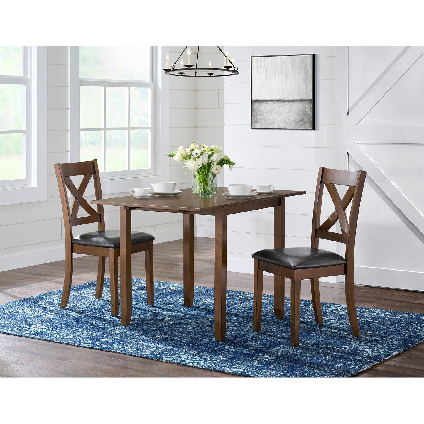Alex 3PC Dining Set with Drop Leaf Table in Espresso