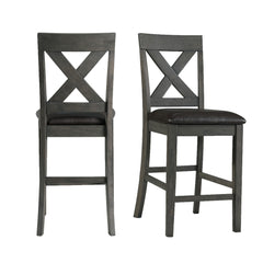Alex Counter Side Chair W/Black PU Grey (2 Per Pack)