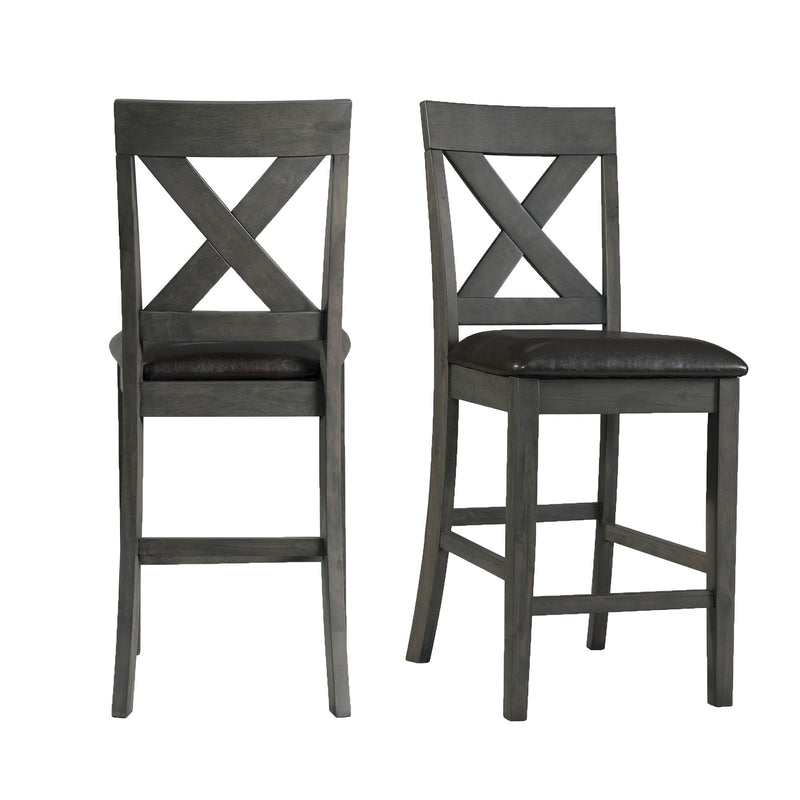 Alex Counter Side Chair W/Black PU Grey (2 Per Pack)