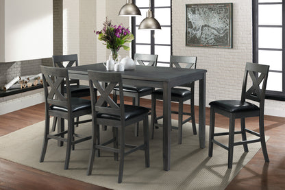 Alex Grey 60" 7 PC Counter Set (Grey Table with Black PU Seat)