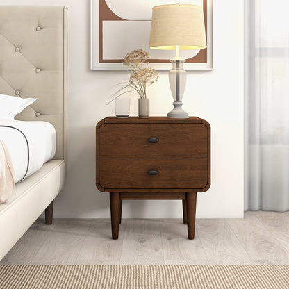 Alexa Mid Century Modern Style Night Stand 2-Drawer