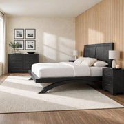 Allan Queen 4PC Bedroom Set with 2 Nightstands & Dresser in Black