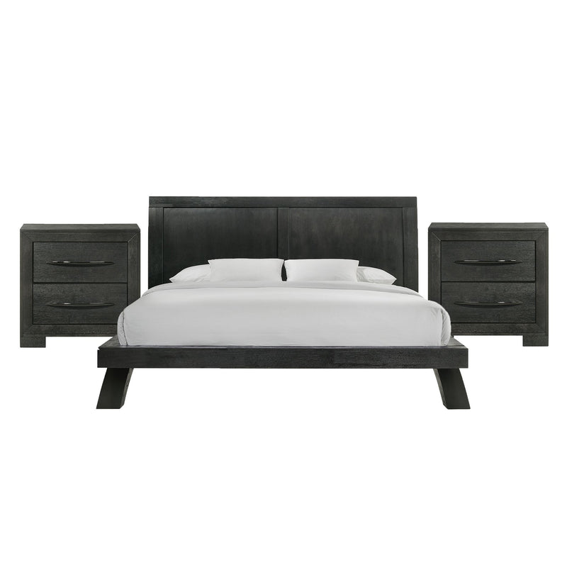 Allan King 3PC Bedroom Set with 2 Nightstands in Black