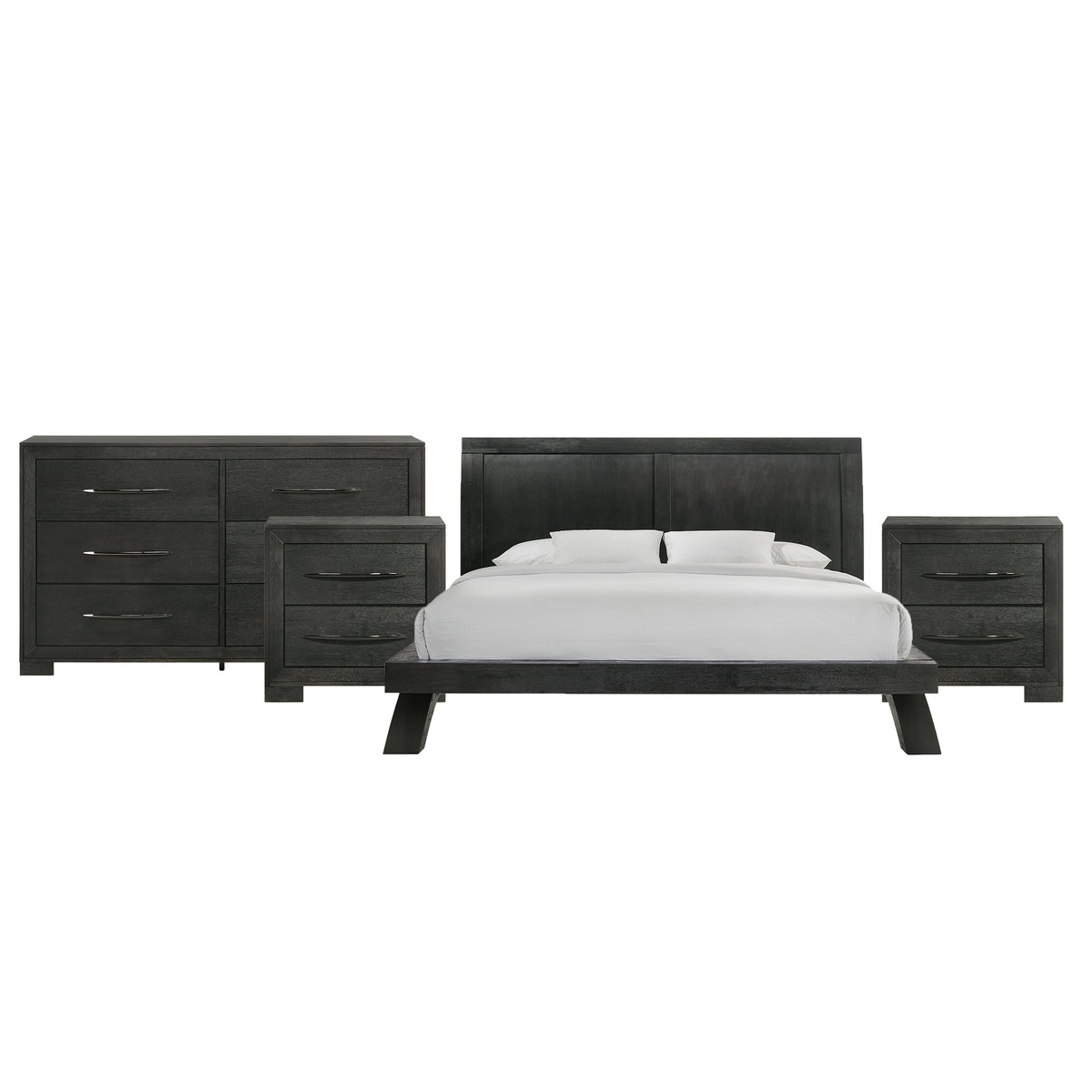 Allan King 4PC Bedroom Set with 2 Nightstands & Dresser in Black