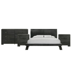 Allan King 4PC Bedroom Set with 2 Nightstands & Dresser in Black