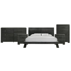 Allan King 5PC Bedroom Set with 2 Nightstands, Dresser & Chest in Black