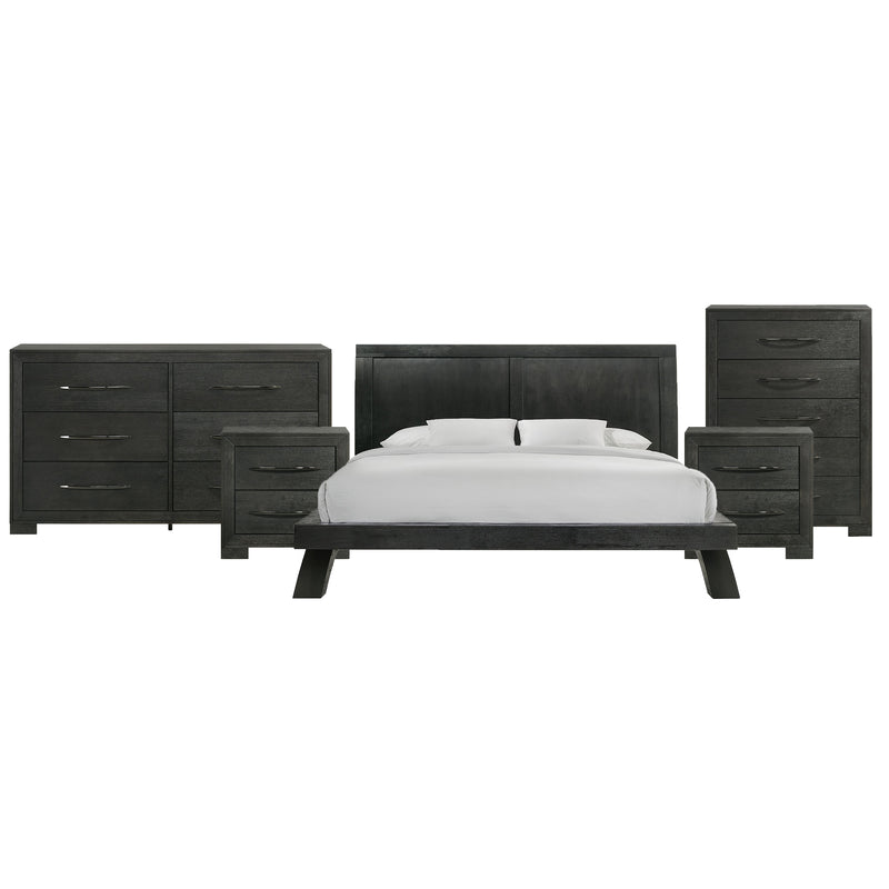 Allan King 5PC Bedroom Set with 2 Nightstands, Dresser & Chest in Black