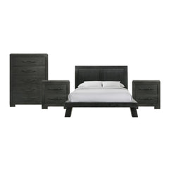 Allan Queen 4PC Bedroom Set with 2 Nightstands & Chest in Black