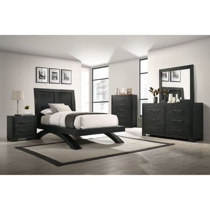 Allan Twin Panel 5PC Bedroom Set in Black