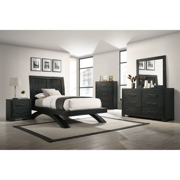 Allan Twin Panel 5PC Bedroom Set in Black