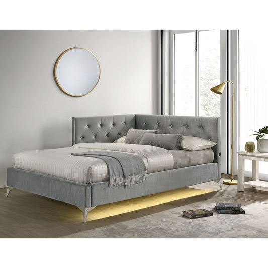 Amberley Full UPH Corner Bed with LED and USB in Grey
