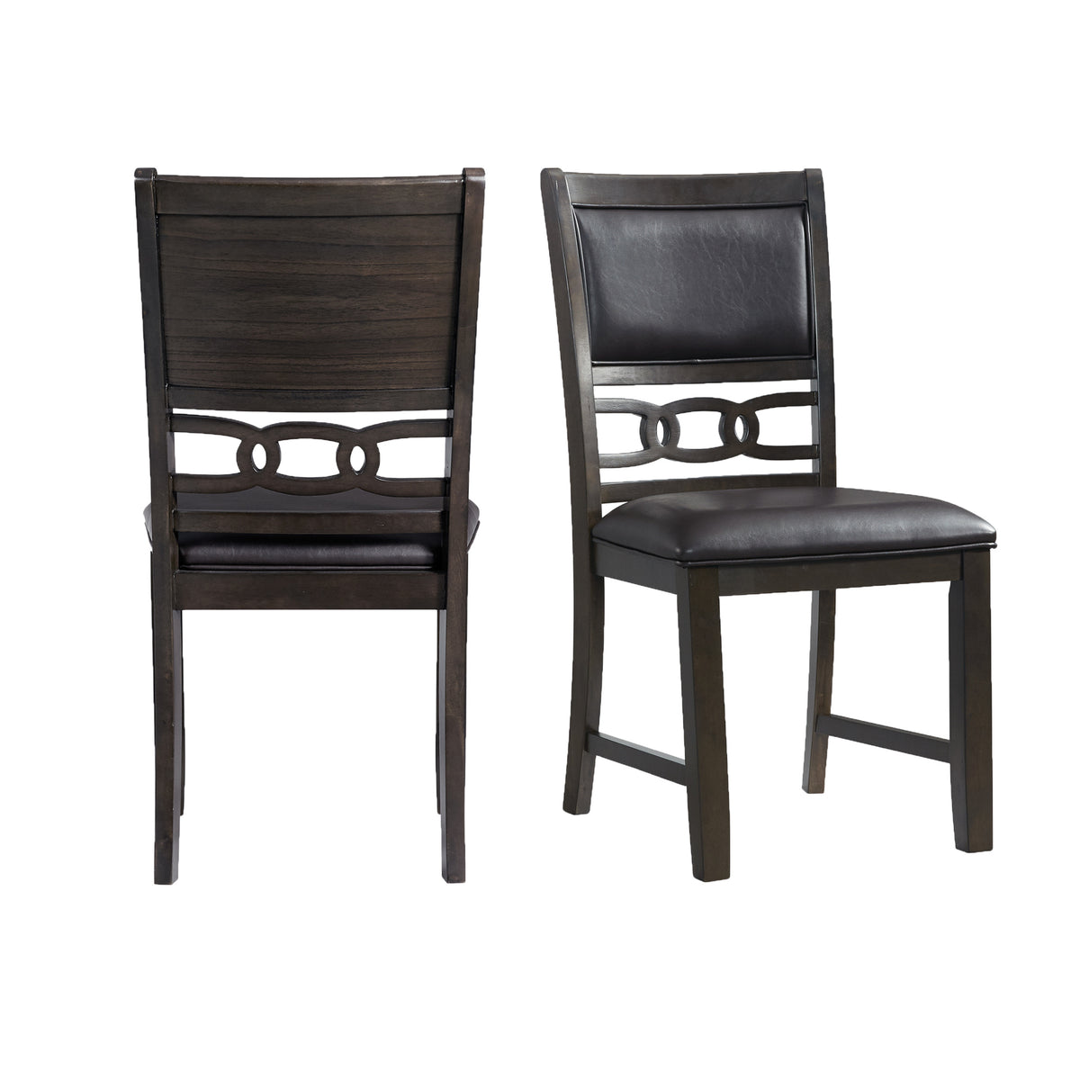 Amherst Dining Side Chair W/Pu Cushion Side Stretcher Dark Finish (2 Per Pack)