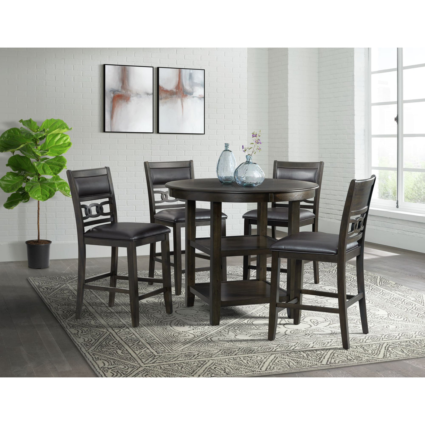 Amherst Counter Side Chair W/PU Cushion Dark Finish (2 Per Pack)