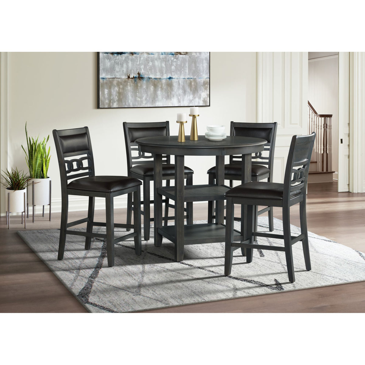 Amherst Counter Side Chair W/Pu Cushion Grey Finish (2 Per Pack)