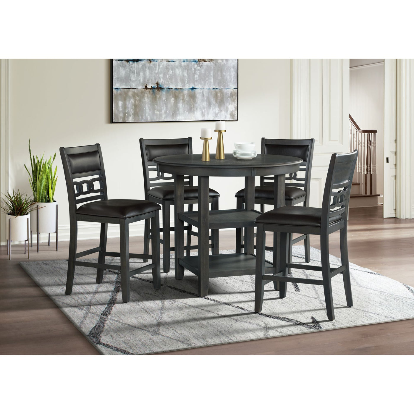Amherst Counter Side Chair W/PU Cushion Grey Finish (2 Per Pack)
