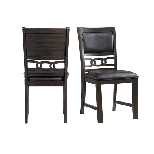 Amherst Dining Side Chair W/PU Cushion Side Stretcher Dark Finish (2 Per Pack)