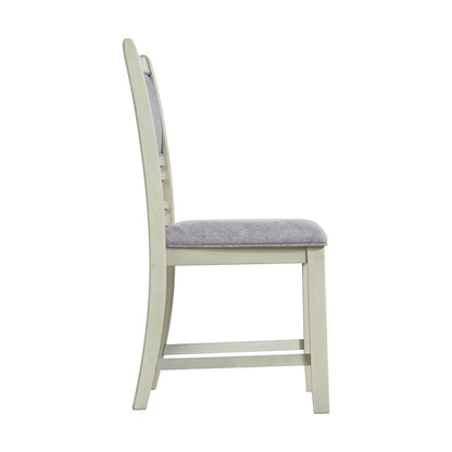 Amherst Dining Side Chair W/Fabric Cushion Side Stretcher White Finish (2 Per Pack)