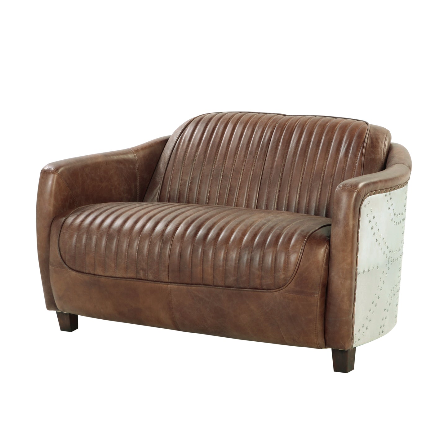 Brancaster Top Grain Leather Upholstered Loveseat