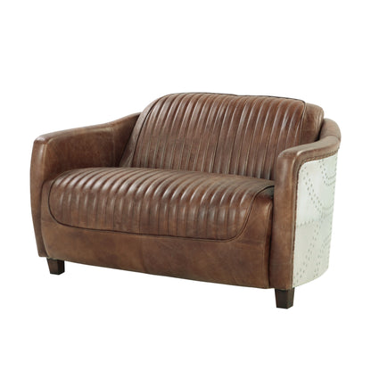 Brancaster Top Grain Leather Upholstered Loveseat