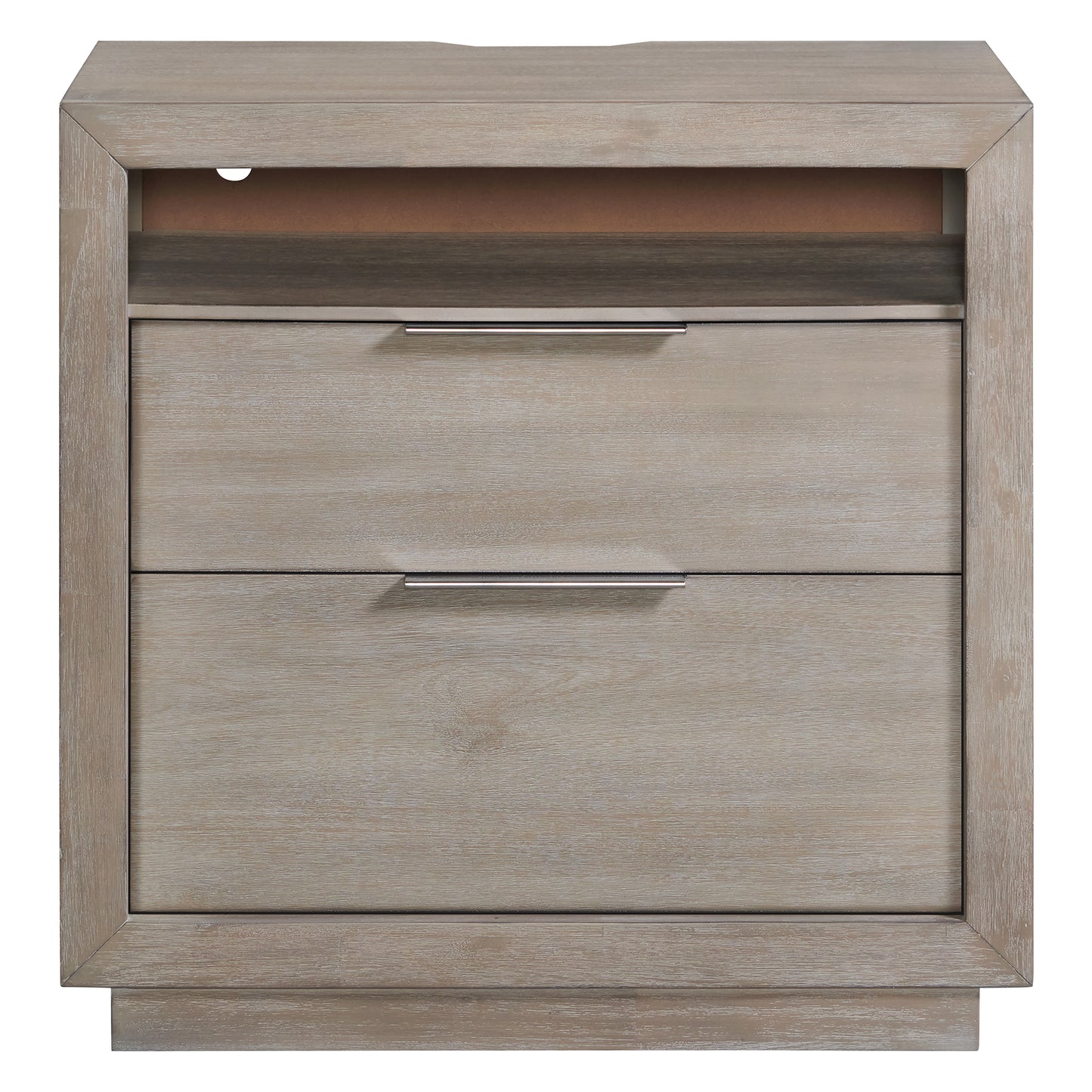 Arcadia 2-Drawer Nightstand with USB in Grey
