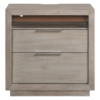 Arcadia 2-Drawer Nightstand with USB in Grey