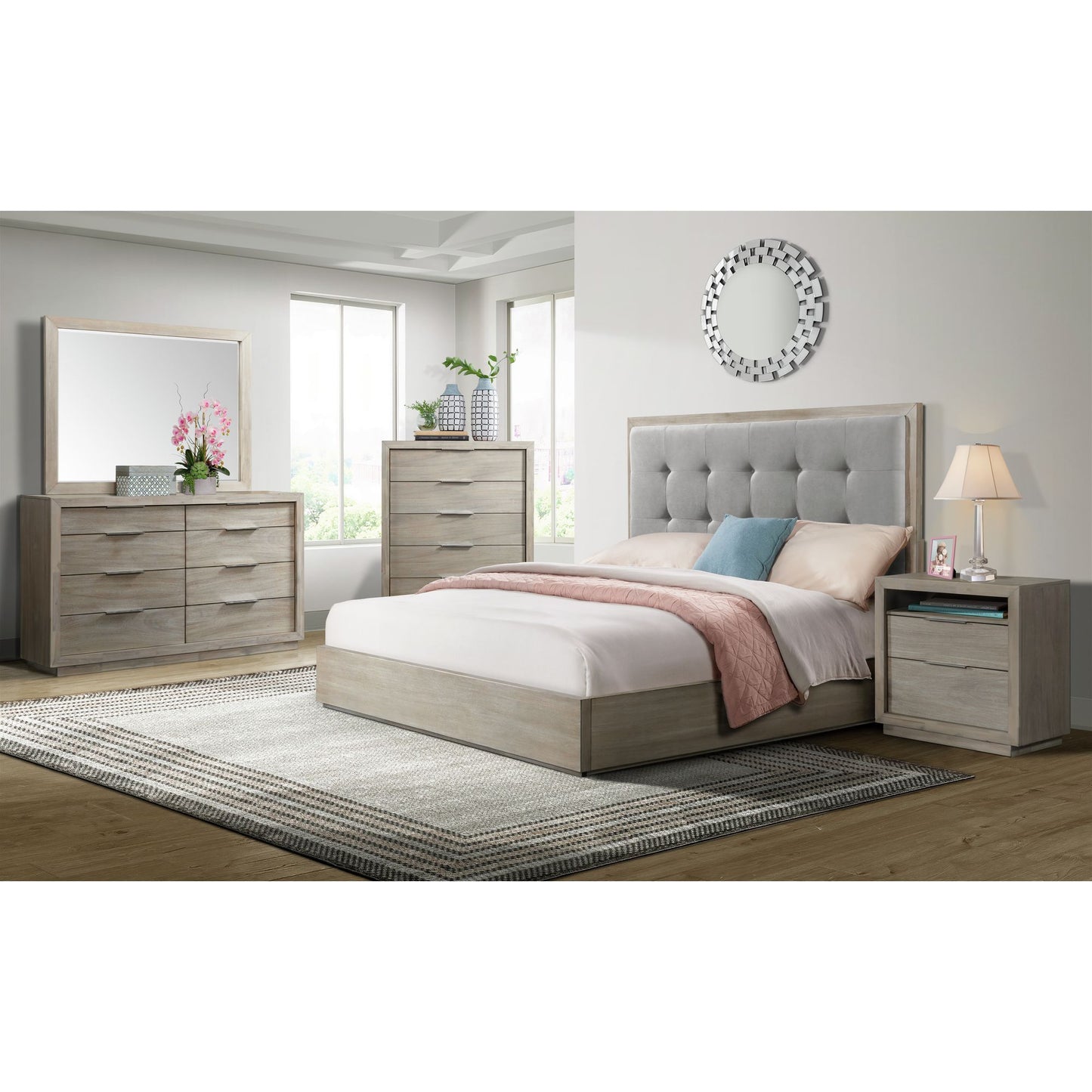 Arcadia King 5PC Bedroom Set in Grey