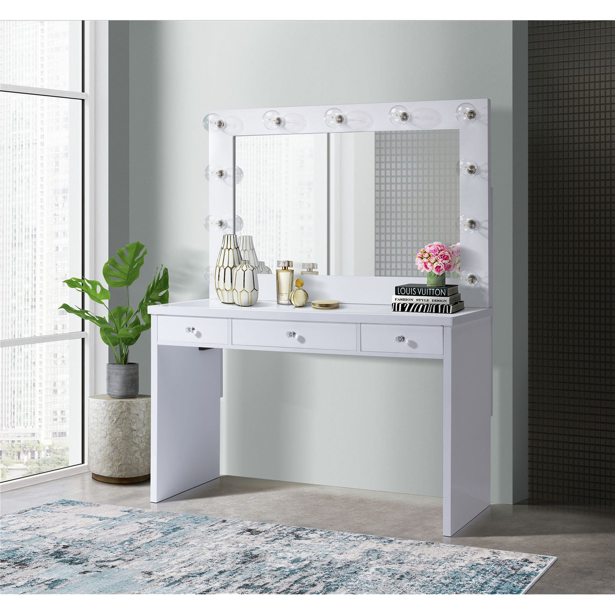 Ariana Complete Dressing Table With Lightbulbs