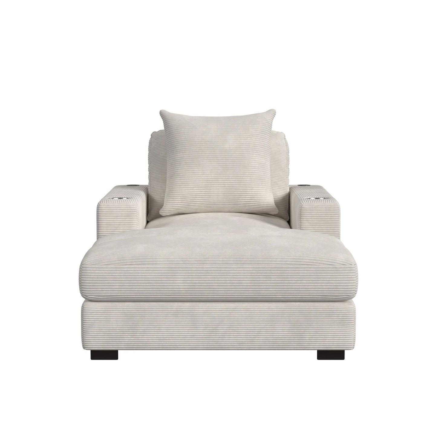 Arizona Chaise with 1 Pillow 20", 2 Cupholders and 2 USB in Steno Beige