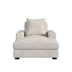 Arizona Chaise with 1 Pillow 20", 2 Cupholders and 2 USB in Steno Beige