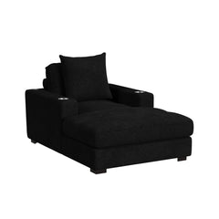 Arizona Chaise with 1 Pillow 20", 2 Cupholders and 2 USB in Steno Black