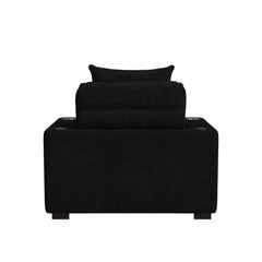 Arizona Chaise with 1 Pillow 20", 2 Cupholders and 2 USB in Steno Black