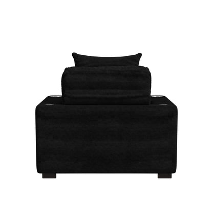 Arizona Chaise with 1 Pillow 20", 2 Cupholders and 2 USB in Steno Black
