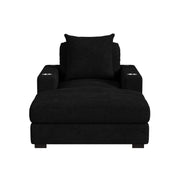 Arizona Chaise with 1 Pillow 20", 2 Cupholders and 2 USB in Steno Black