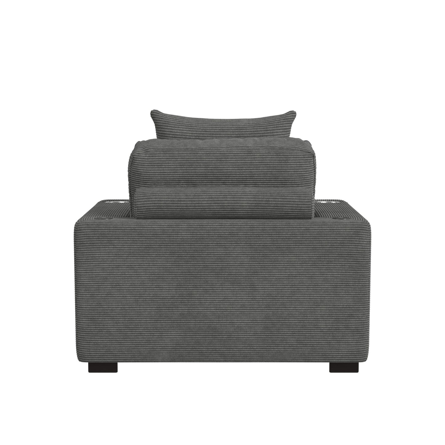 Arizona Chaise with 1 Pillow 20", 2 Cupholders and 2 USB in Steno Charcoal