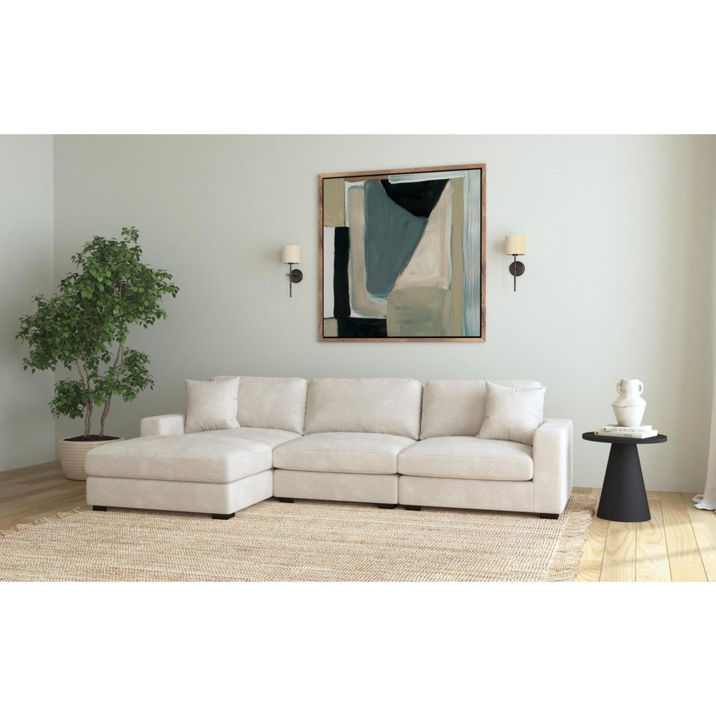 Arizona Modular 3PC Sectional Set with LHF Chaise in Steno Beige
