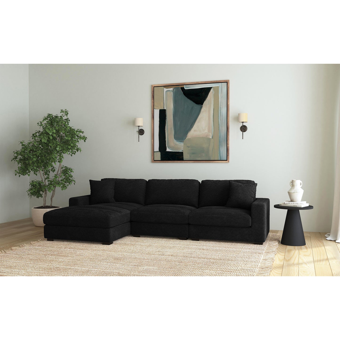 Arizona 3PC Sectional Set with LHF Chaise in Steno Black