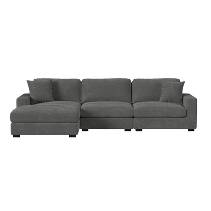 Arizona Modular 3PC Sectional Set with LHF Chaise in Steno Charcoal
