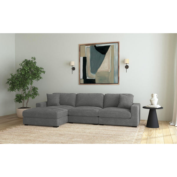 Arizona Modular 3PC Sectional Set with LHF Chaise in Steno Charcoal