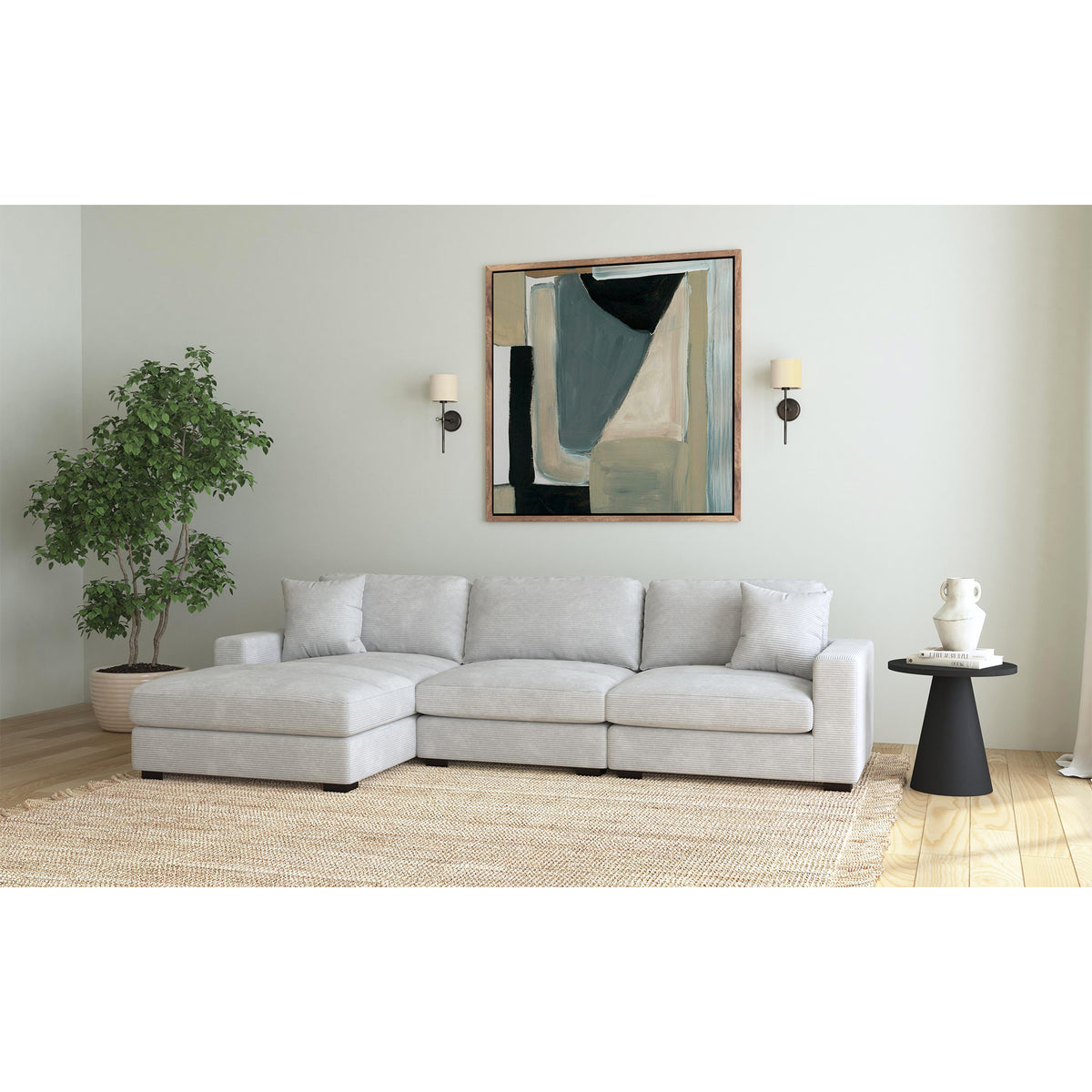 Arizona Modular 3Pc Sectional Set With Lhf Chaise In Steno Stone