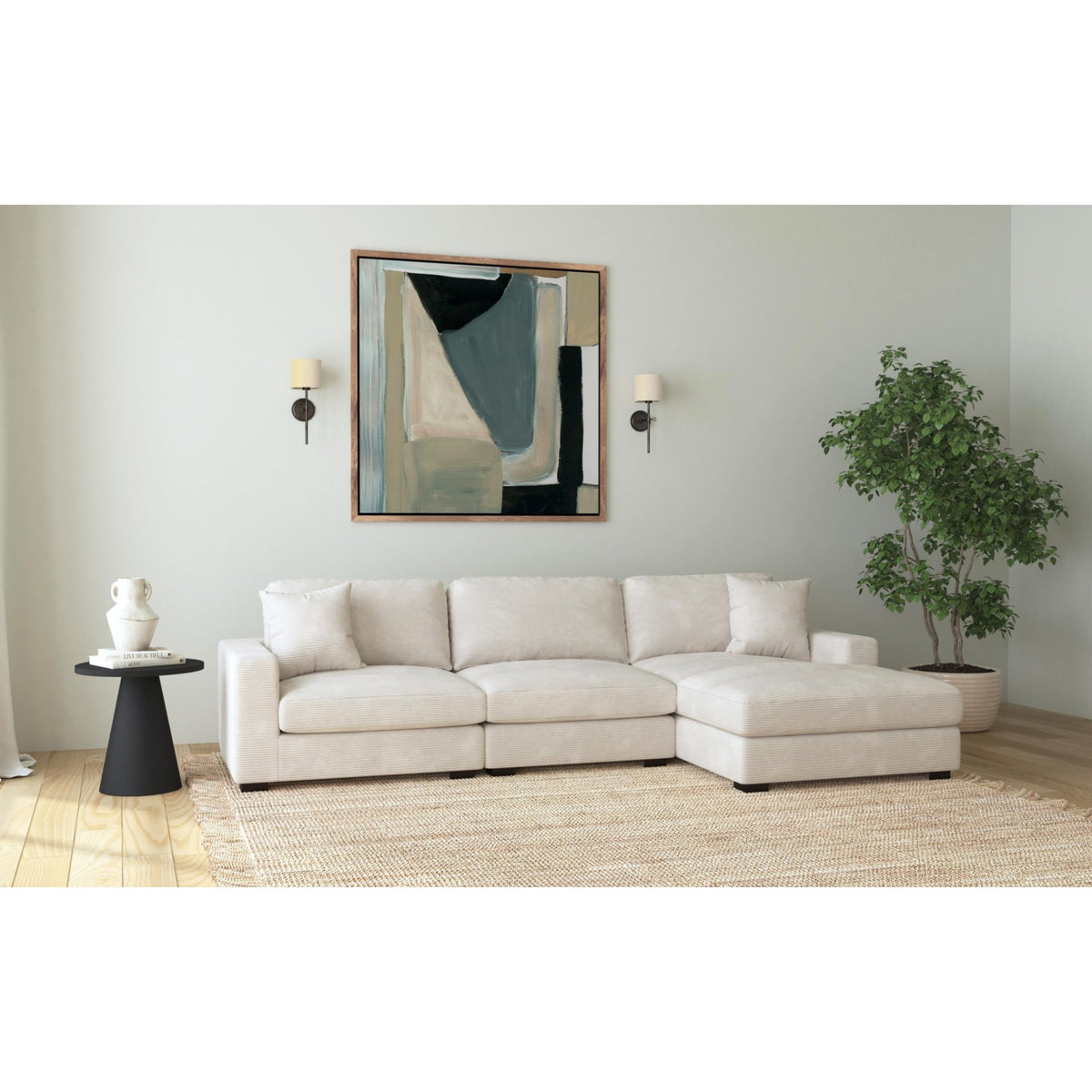 Arizona Modular 3Pc Sectional Set With Rhf Chaise In Steno Beige