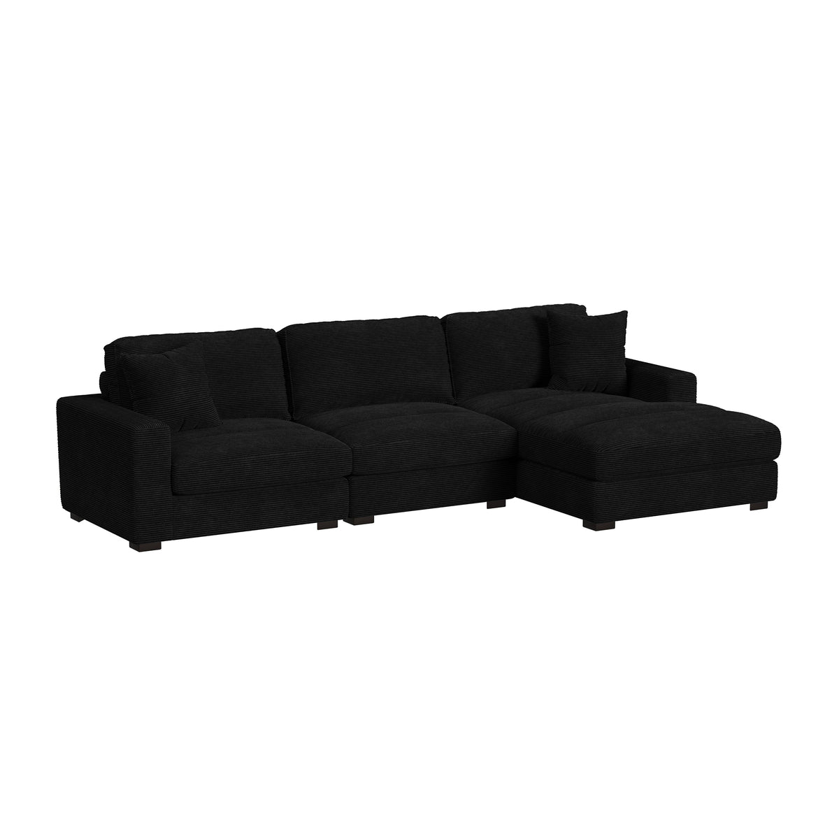 Arizona 3Pc Sectional Set With Rhf Chaise In Steno Black