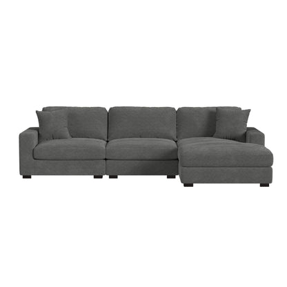 Arizona Modular 3PC Sectional Set with RHF Chaise in Steno Charcoal