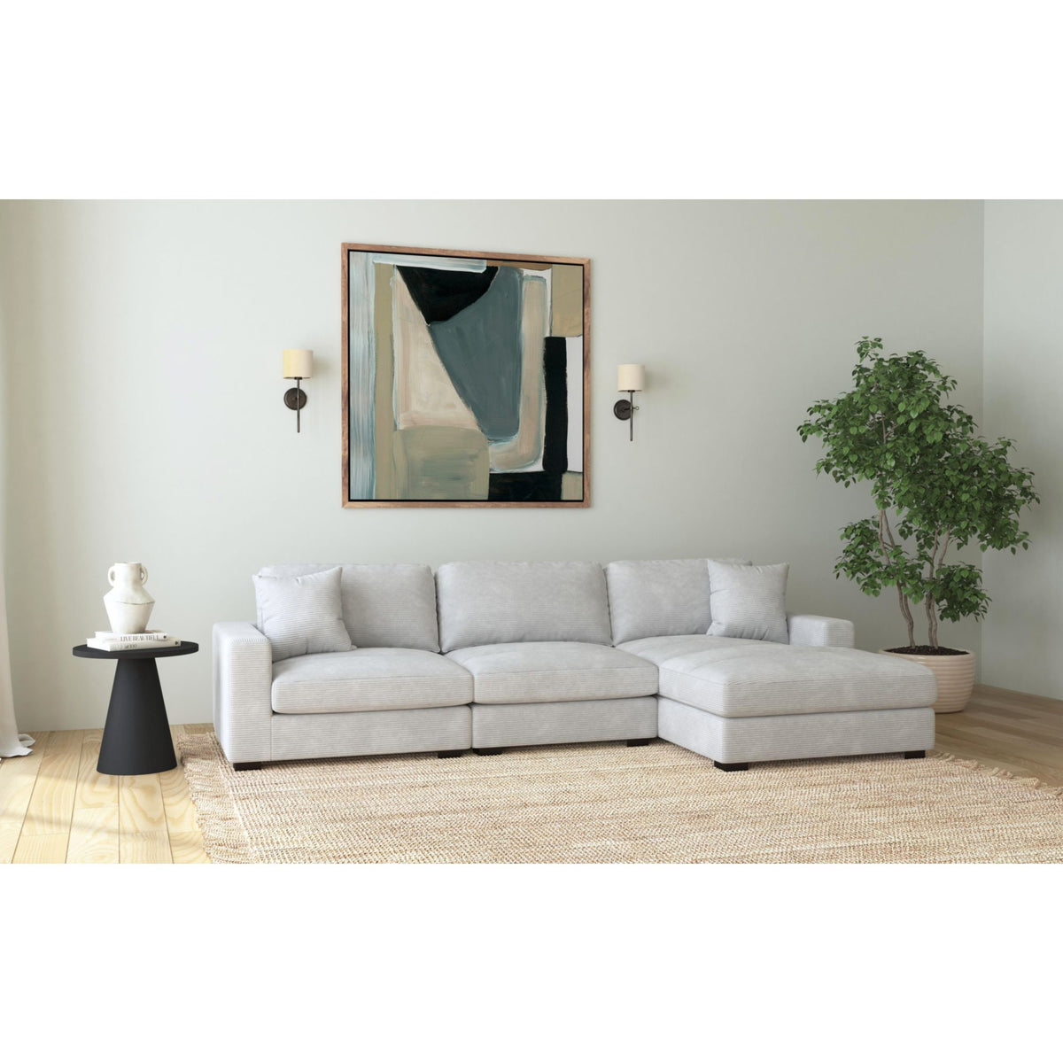 Arizona Modular 3Pc Sectional Set With Rhf Chaise In Steno Stone