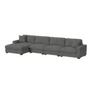Arizona Modular 4PC Sectional Set with LHF Chaise in Steno Charcoal