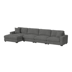Arizona Modular 4PC Sectional Set with LHF Chaise in Steno Charcoal