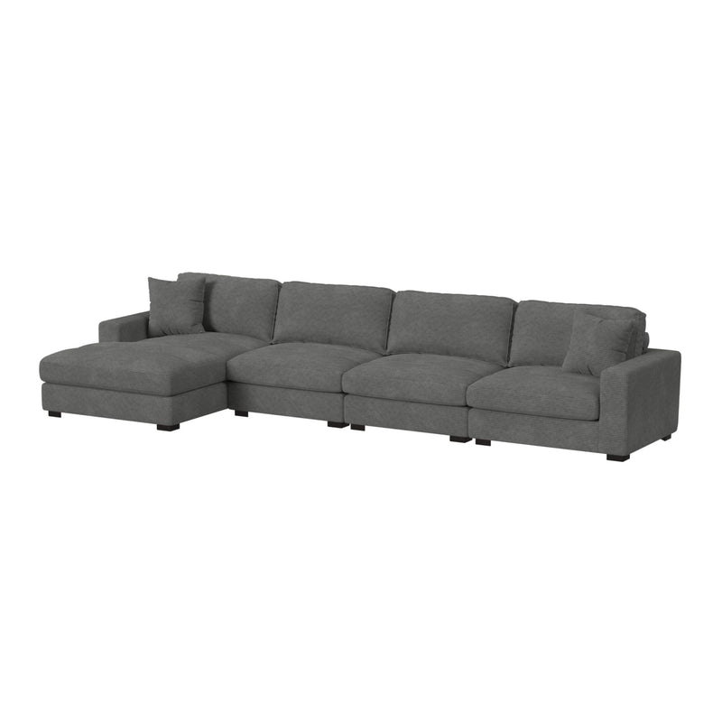 Arizona Modular 4Pc Sectional Set With Lhf Chaise In Steno Charcoal