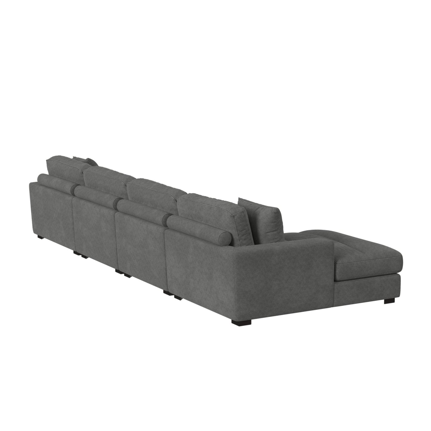 Arizona Modular 4PC Sectional Set with LHF Chaise in Steno Charcoal